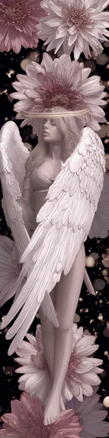 Free angel bookmark featuring an angel statue with wrapping wings